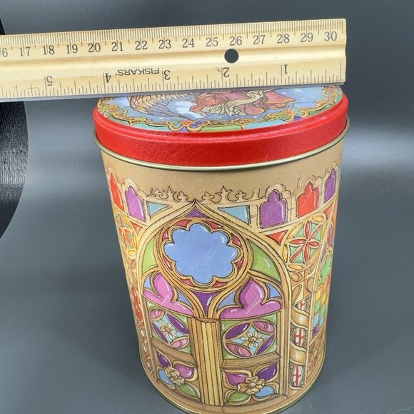 CAFFCO Tin Canister Container Storage Church Angel Dove Pattern Stacking Set 2 - Picture 4 of 15